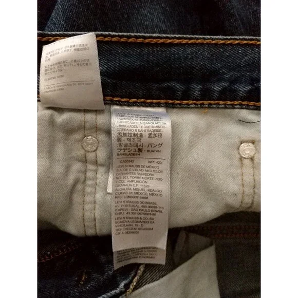 Levi's 505 Men's Regular Fit Jeans 36x30 Dark Wash Denim 100% Cotton Distressed - Picture 5 of 12